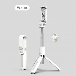 40 Inches Heavy Duty 3 in 1 Aluminum Wireless Bluetooth Extendable Selfie Stick with Tripod Stand (White)